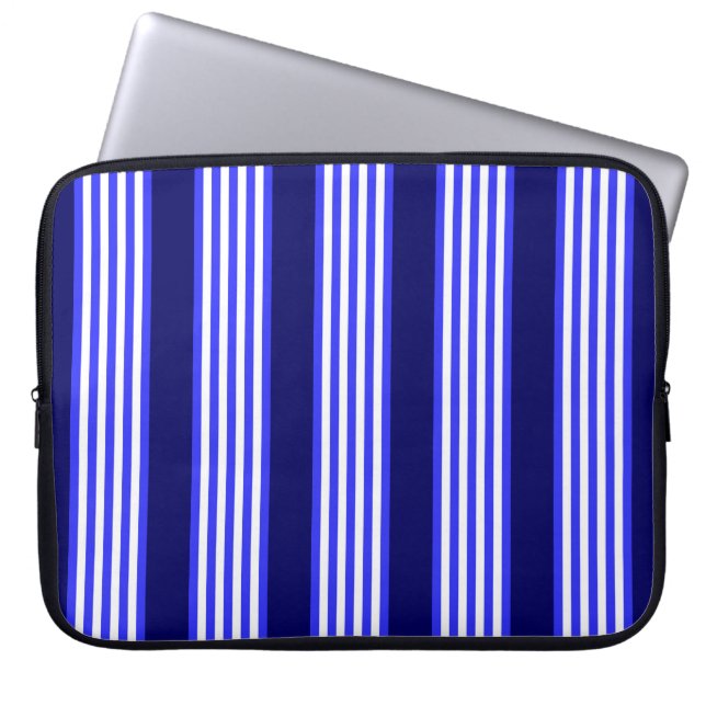 Capa Para Notebook Padrão de cinco faixas azuis e brancas (Frente)
