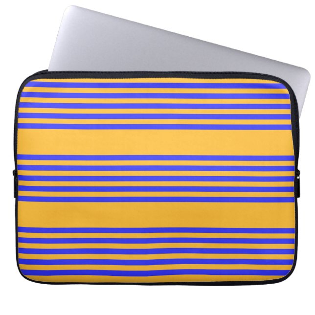 Capa Para Notebook Padrão de cinco faixas azul e amarelo (Frente)