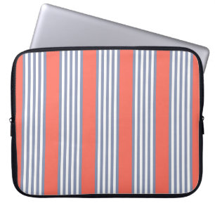 Capa Para Notebook Padrão de cinco faixas de cinza azul com coral viv