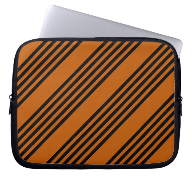 Capa Para Notebook Padrão de cinco faixas de laranja preto e queimado (Frente)