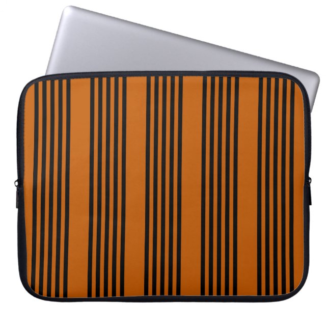 Capa Para Notebook Padrão de cinco faixas de laranja preto e queimado (Frente)
