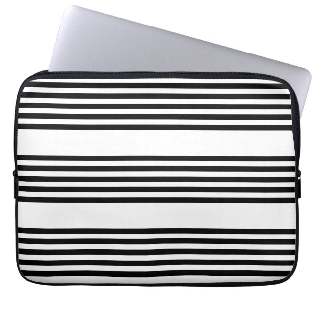 Capa Para Notebook Padrão de cinco faixas preto e branco (Frente)