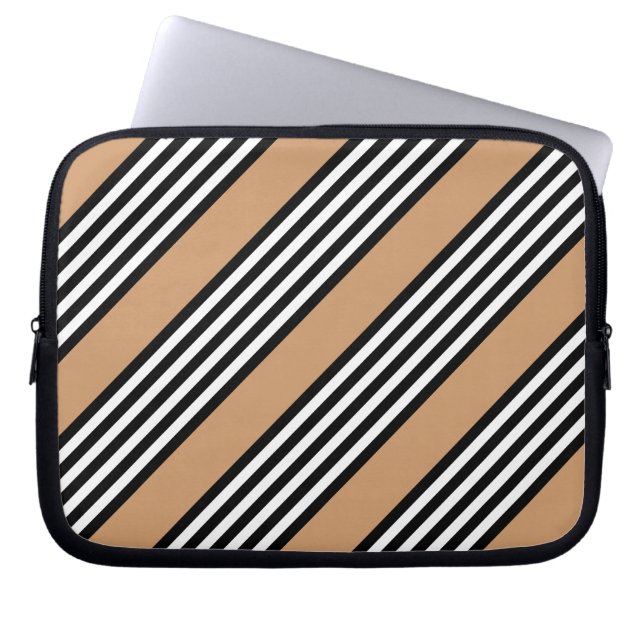 Capa Para Notebook Padrão de cinco faixas, preto e branco, com bronze (Frente)