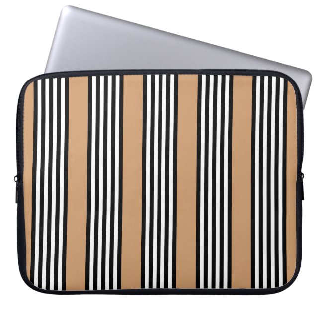 Capa Para Notebook Padrão de cinco faixas, preto e branco, com bronze (Frente)