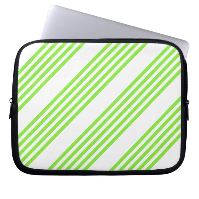 Capa Para Notebook Padrão de cinco faixas verdes limões e brancas (Frente)