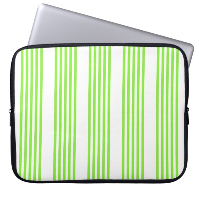 Capa Para Notebook Padrão de cinco faixas verdes limões e brancas (Frente)