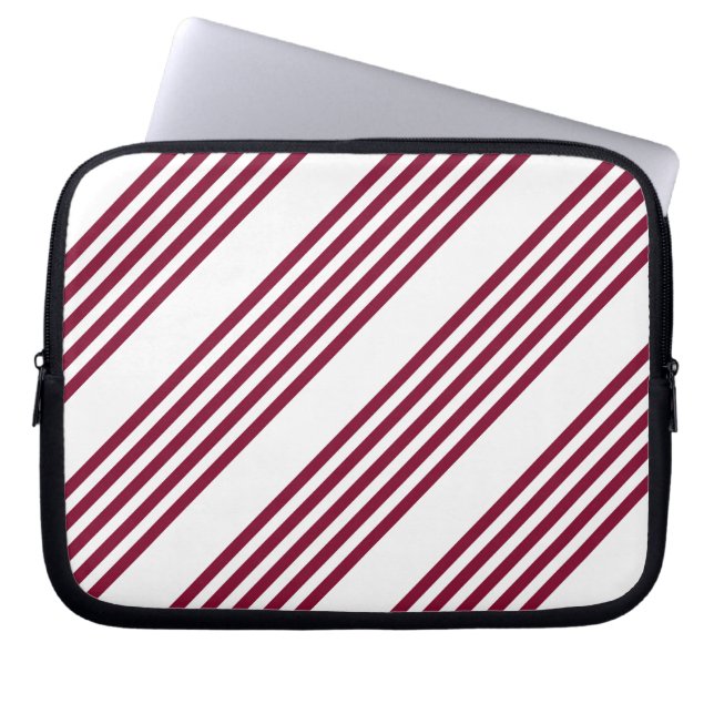 Capa Para Notebook Padrão de cinco faixas vermelho e branco borromado (Frente)