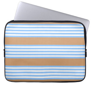 Capa Para Notebook Padrão de cinco listras azul e branco com bege