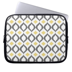 Capa Para Notebook Padrão de Cinza Amarelo Ikat Geométrico Retroativo