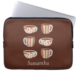 Capa Para Notebook Padrão de Círculo Quente em Xícaras de Café