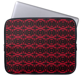 Capa Para Notebook Padrão de Círculo Vermelho Burgundy e Preto Modern