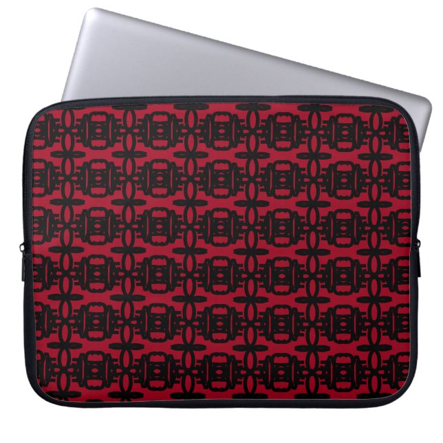 Capa Para Notebook Padrão de Círculo Vermelho Burgundy e Preto Modern (Frente)