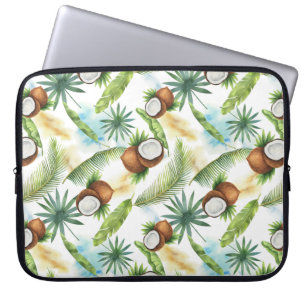 Capa Para Notebook Padrão de Coco Tropical de Aquarela