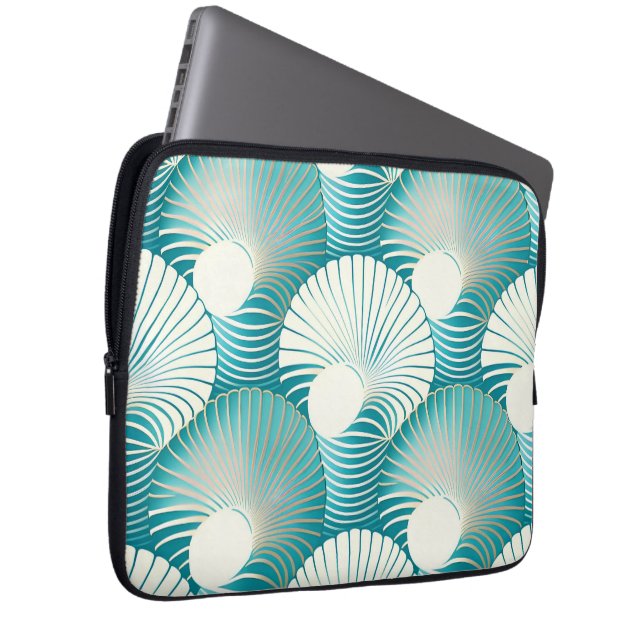 Capa Para Notebook Padrão de concha do mar azul (Frente Esquerda)