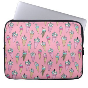 Capa Para Notebook Padrão de Cone de Sorvete rosa