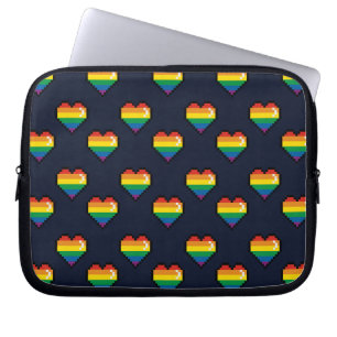 Capa Para Notebook Padrão de Coração do Arco-Íris de 8 Bits