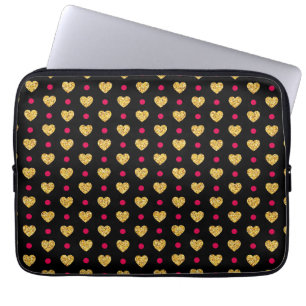 Capa Para Notebook Padrão de coração Dourado do dia de os namorados