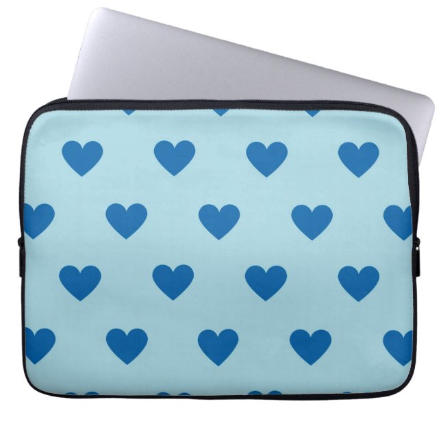 Capa Para Notebook Padrão de Coração Simples Azul (Frente)