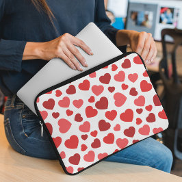 Capa Para Notebook Padrão De Corações, Corações Vermelhos, Padrão De