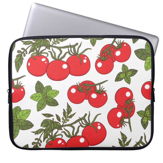 Capa Para Notebook Padrão de cozinha sem costura de tomate Basil (Frente)