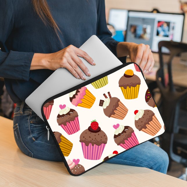 Capa Para Notebook Padrão de cupcake, Padrão de Muffin, Chocolate, Co (Criador carregado)