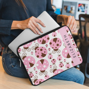 Capa Para Notebook Padrão De Damybugs, Damybugs Rosa, Seu Nome