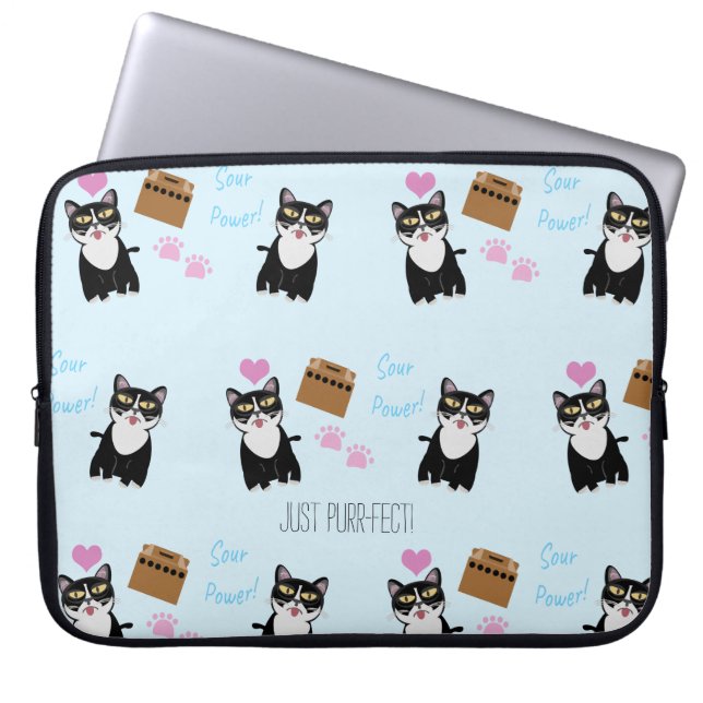 Capa Para Notebook Padrão de desenho animado de gato rabugento (Frente)
