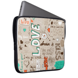 Capa Para Notebook Padrão de Desenho de Citações de Amor