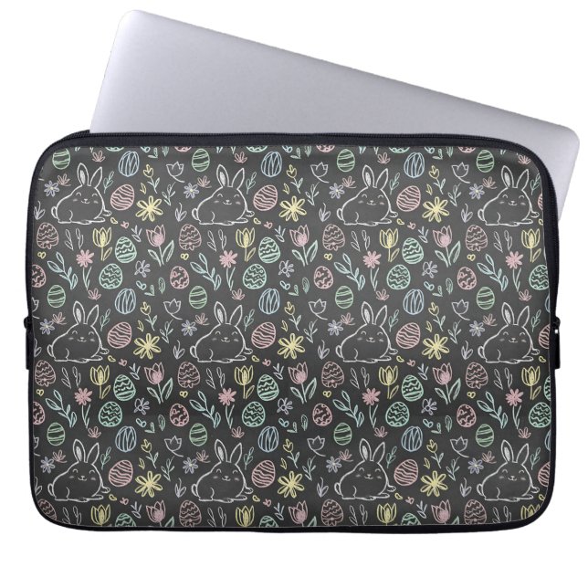 Capa Para Notebook Padrão de Desenho do Coelho de Páscoa na Lousa (Frente)