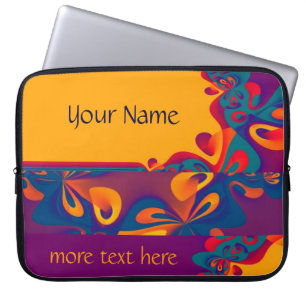 Capa Para Notebook Padrão de Design gráfico - laranja violeta + texto