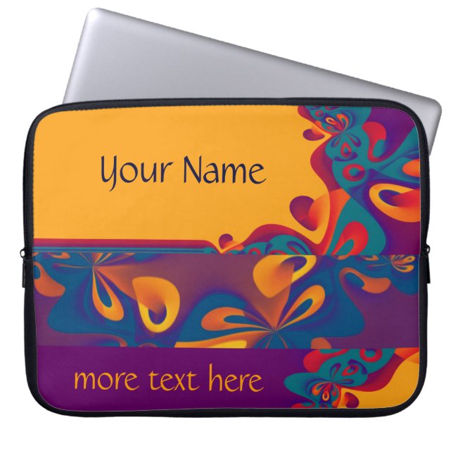 Capa Para Notebook Padrão de Design gráfico - laranja violeta + texto (Frente)