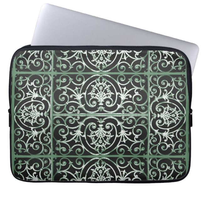 Capa Para Notebook Padrão de deslocamento verde e preto (Frente)