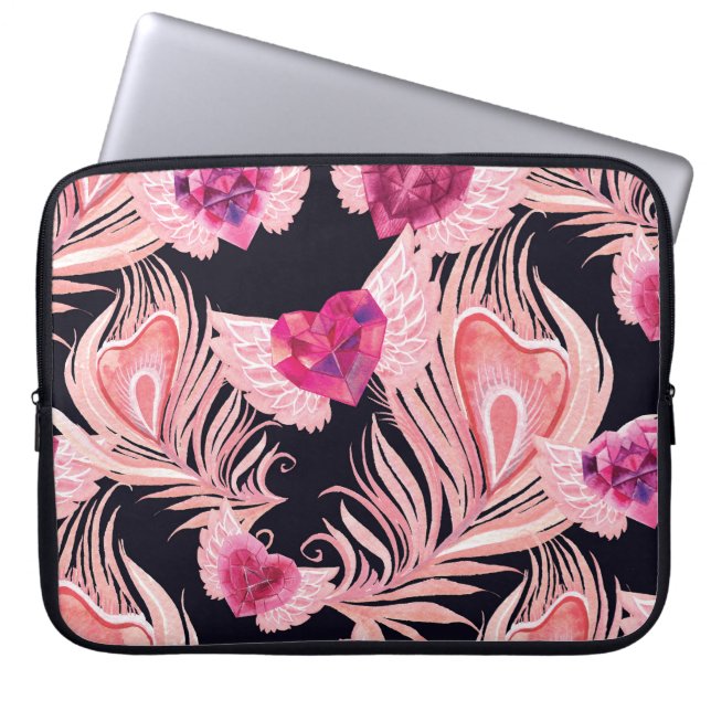 Capa Para Notebook Padrão de Dia de os namorados de Aquarela Suave e  (Frente)