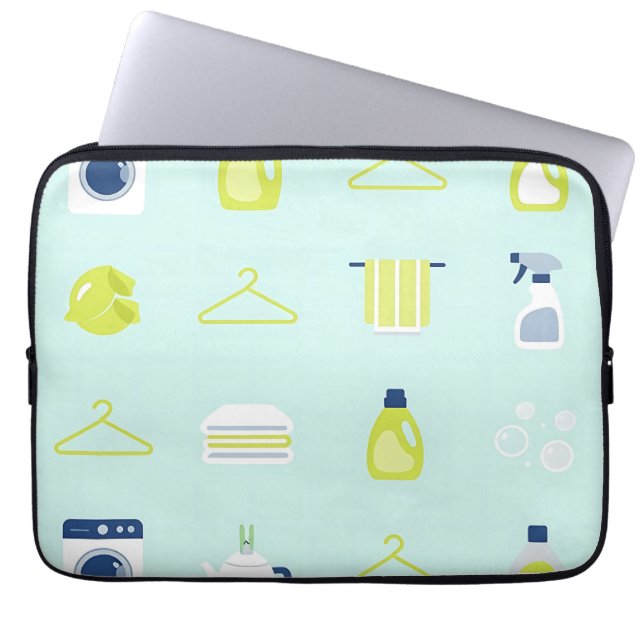 Capa Para Notebook Padrão de Dia de Roupa Limpa (Frente)