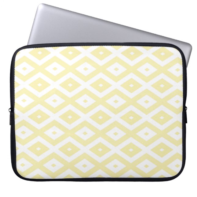 Capa Para Notebook Padrão de diamante amarelo pálido e branco (Frente)