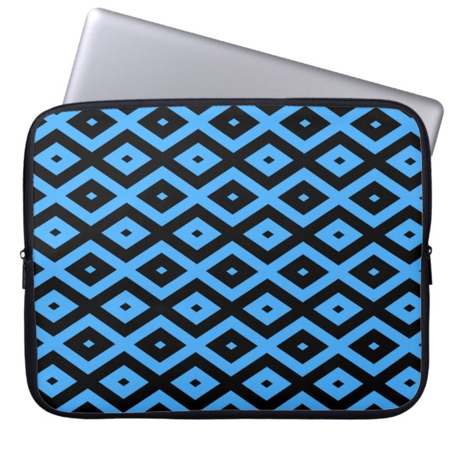 Capa Para Notebook Padrão de diamante azul-céu e preto (Frente)