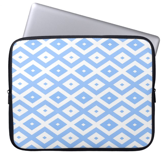 Capa Para Notebook Padrão de diamante azul e branco (Frente)