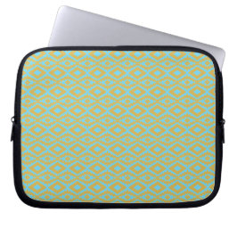 Capa Para Notebook Padrão de diamante azul elegante dourado