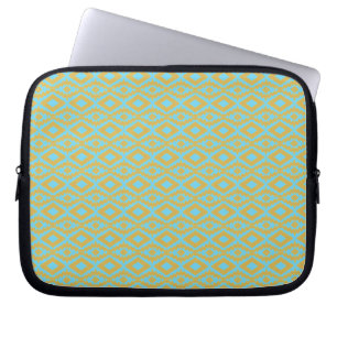 Capa Para Notebook Padrão de diamante azul elegante dourado