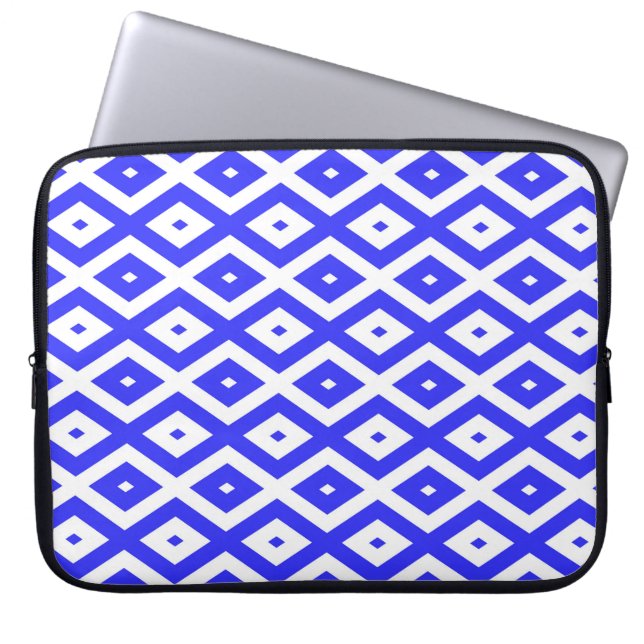 Capa Para Notebook Padrão de diamante azul real e branco (Frente)