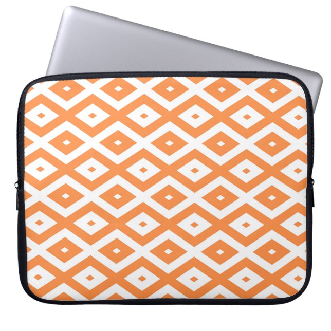 Capa Para Notebook Padrão de diamante branco e laranja (Frente)