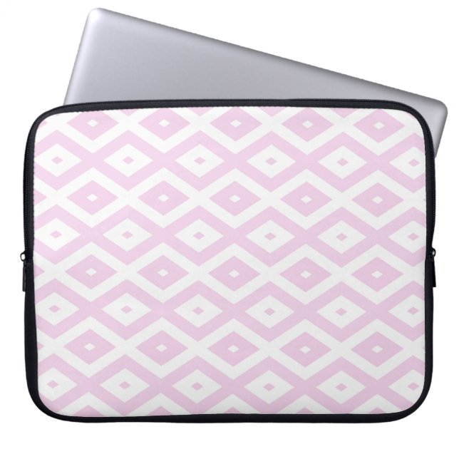 Capa Para Notebook Padrão de diamante branco e rosa pálido (Frente)