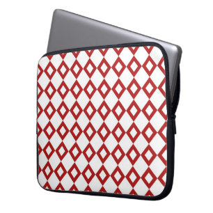 Capa Para Notebook Padrão de diamante branco e vermelho