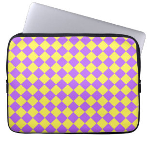 Capa Para Notebook Padrão de Diamante do Verificador Amarelo Roxo