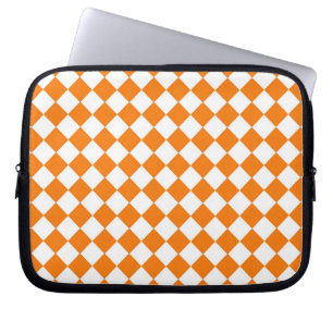 Capa Para Notebook Padrão de Diamante do Verificador Branco Laranja