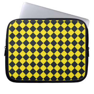 Capa Para Notebook Padrão de Diamante do Verificador Negro Amarelo