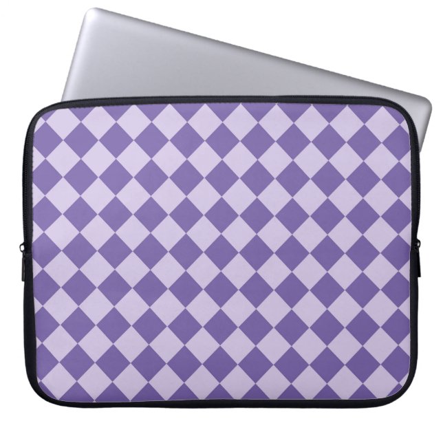 Capa Para Notebook Padrão de Diamante do Verificador Roxo (Frente)