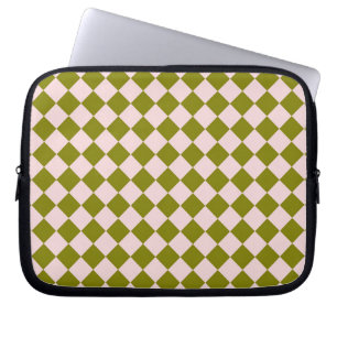 Capa Para Notebook Padrão de Diamante do Verificador Verde Rosa