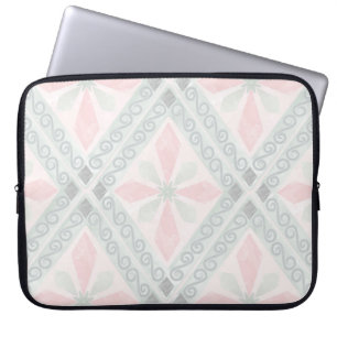 Capa Para Notebook Padrão de diamante pastel verde e rosa