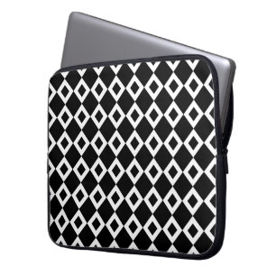 Capa Para Notebook Padrão de Diamante Preto e Branco